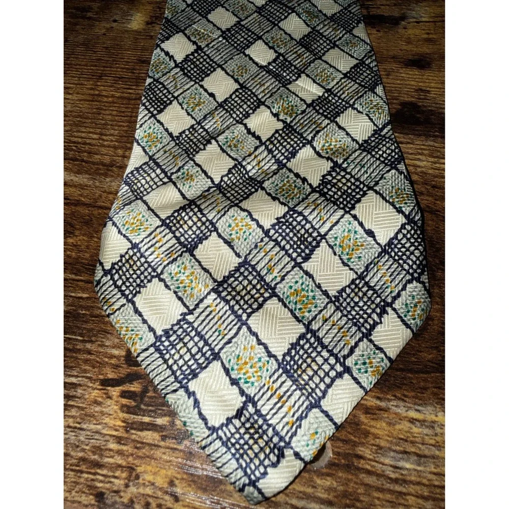 Vintage  Enrico Alloni Milano Italy Silk Tie Geometric Grid pattern